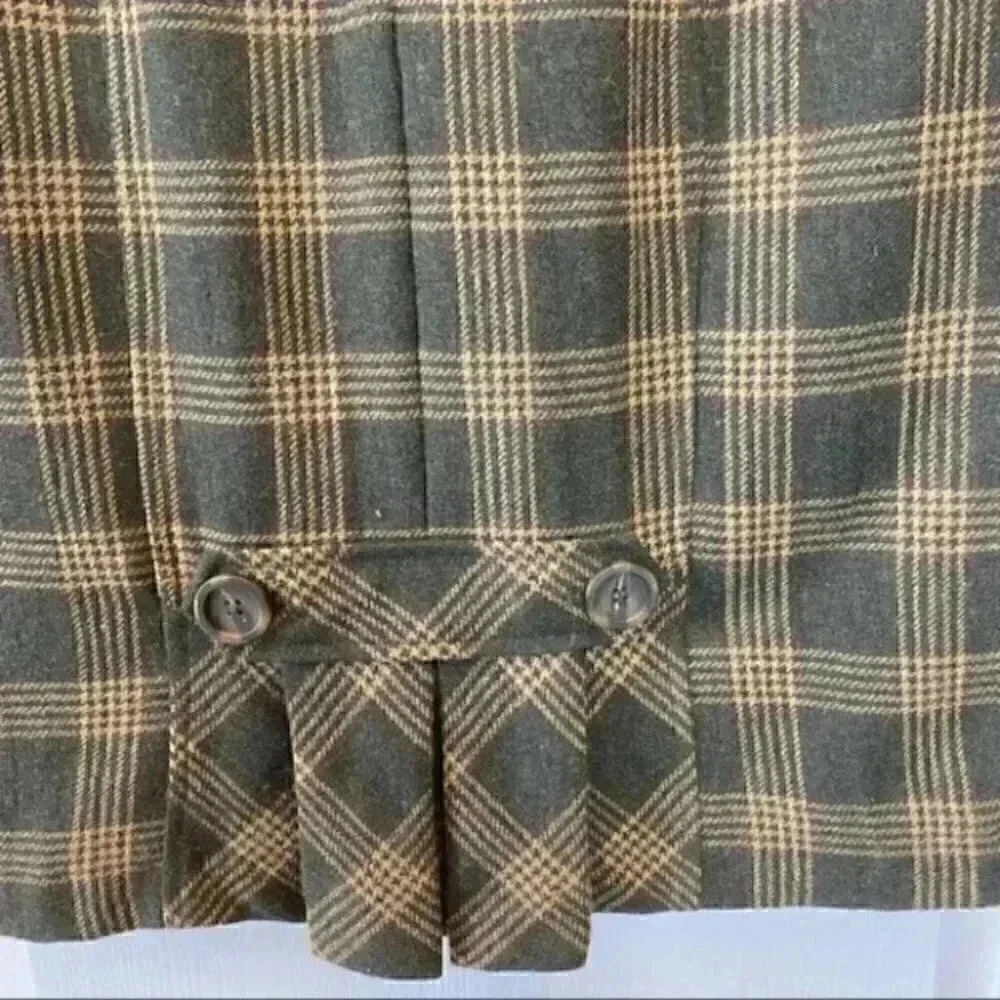 Banana Republic Wool Pencil Skirt Tartan Plaid Brown Tan Size 0 - Picture 7 of 16